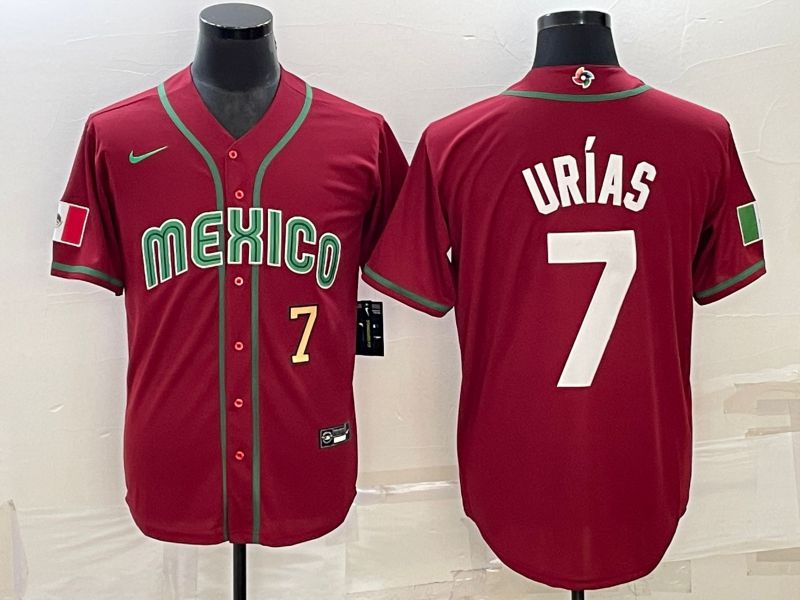 Men 2023 World Cub Mexico #7 Urias Red Nike MLB Jersey30